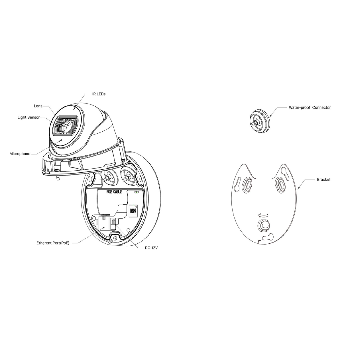 Milesight H.265+ AF Motoriseret Mini Dome Netværkskamera, hvid