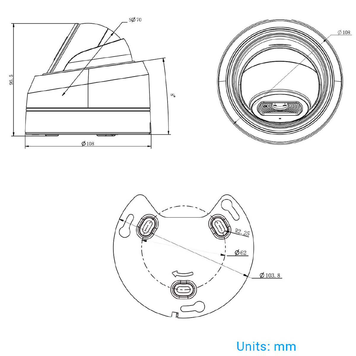 Milesight H.265+ AF Motoriseret Mini Dome Netværkskamera, hvid